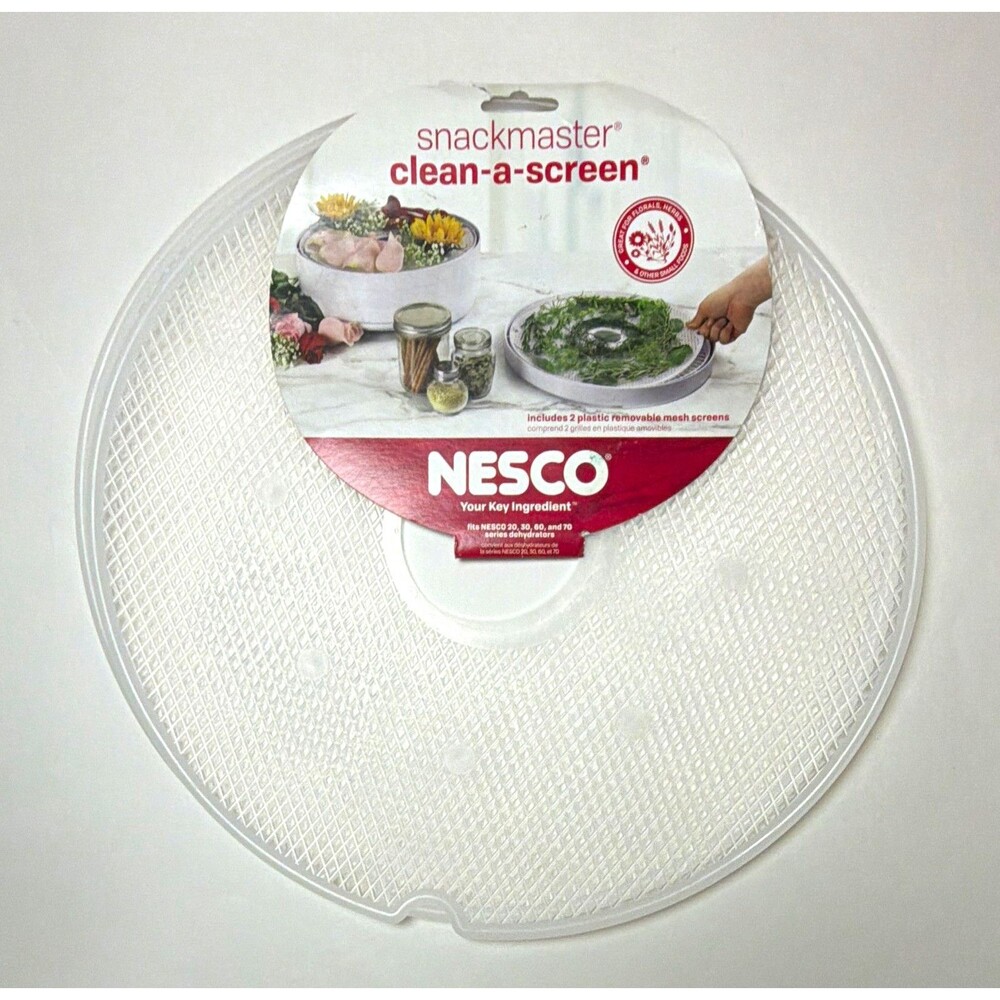 2 NESCO Snackmaster Clean-A-Screen Clear BPA-Free Mesh Screens for 20/30/60/70